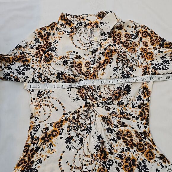 Free people floral tough love button up midi dress size 0 - Picture 6 of 8